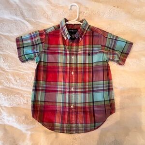 Ralph Lauren Kids Short-Sleeve Plaid Button-Down Shirt - Red, Aqua, Purple